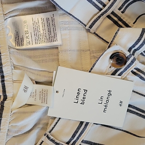 NWT H&M Wide Leg Linen Blend Trousers - Picture 7 of 9